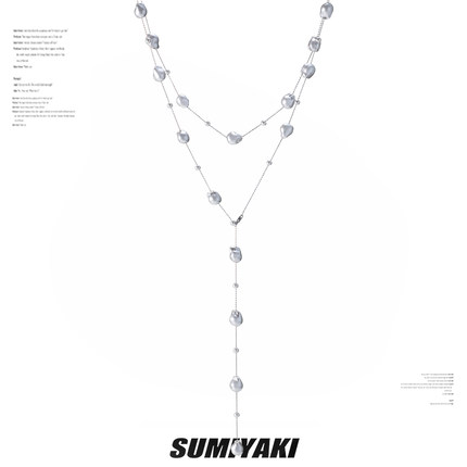 SUMIYAKI 凝光系列银色珍珠锁骨链破碎珍珠Y字型项链长款叠戴项链