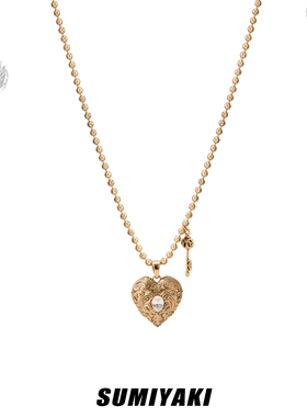 复古爱锁芯系列做旧爱心项链