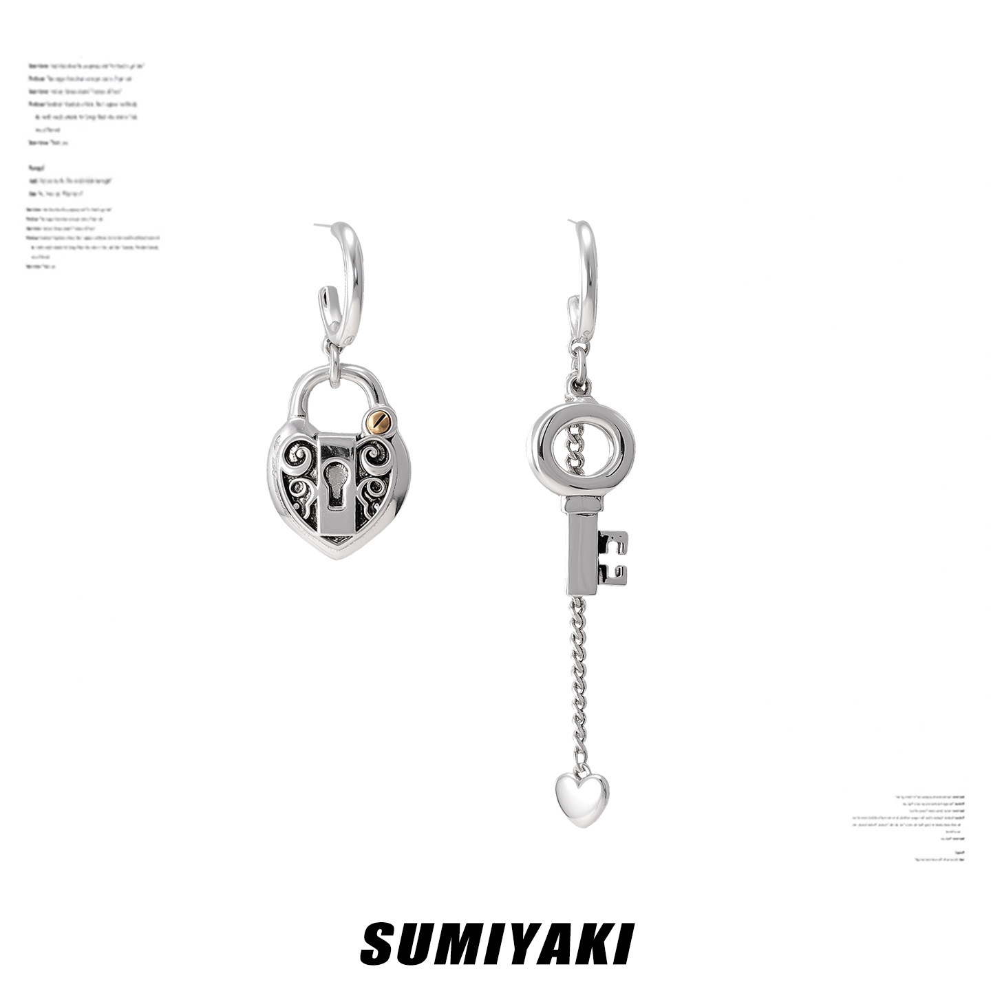 SUMIYAKI  爱锁芯系列不对称耳环s925银针小众耳饰女