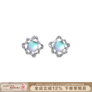 SUMIYAKI月蚀系列原创设计小花月光石耳钉s925银针通勤百搭耳饰