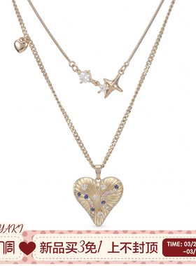 【3.8 20:00开卖】SUMIYAKI 拉丝彩钻爱心项链美式辣妹锁骨链