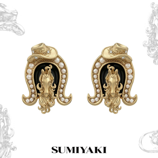 SUMIYAKI 马蹄扣耳环复古马术帽耳饰小众高级新年礼物 马年系列