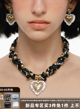 烟花爱心系列秋冬复古丝巾项链