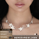 SUMIYAKI 纯白樱花项链小众设计黑白花朵暗黑锁骨链 苍白诉说系列