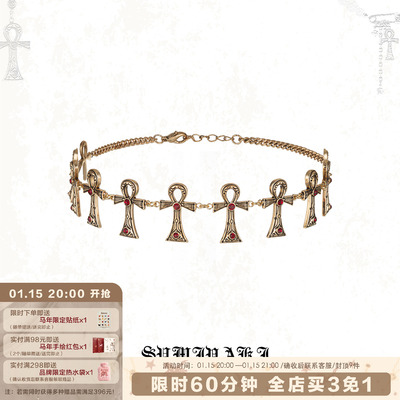 生命之匙安卡十字架复古风锁骨链