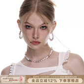 SUMIYAKI 修饰脸型 拼接C圈圆圈夸张珍珠耳环