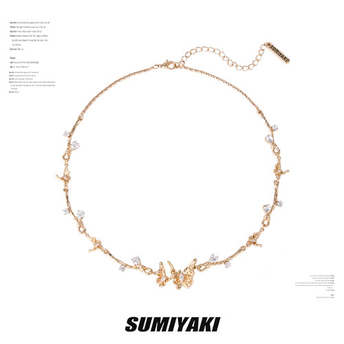 SUMIYAKI复古金色蝴蝶锁骨链