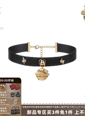 圣诞新年铃铛皮革项链choker