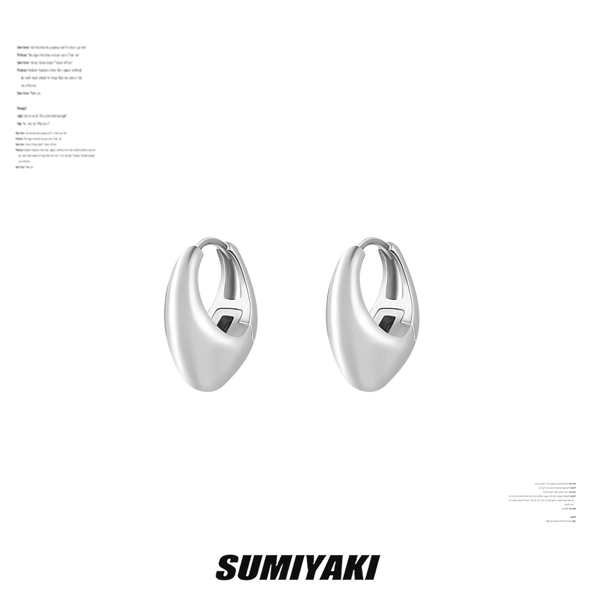 SUMIYAKI 几何椭圆耳圈素圈耳钉高级感耳环耳饰小众设计