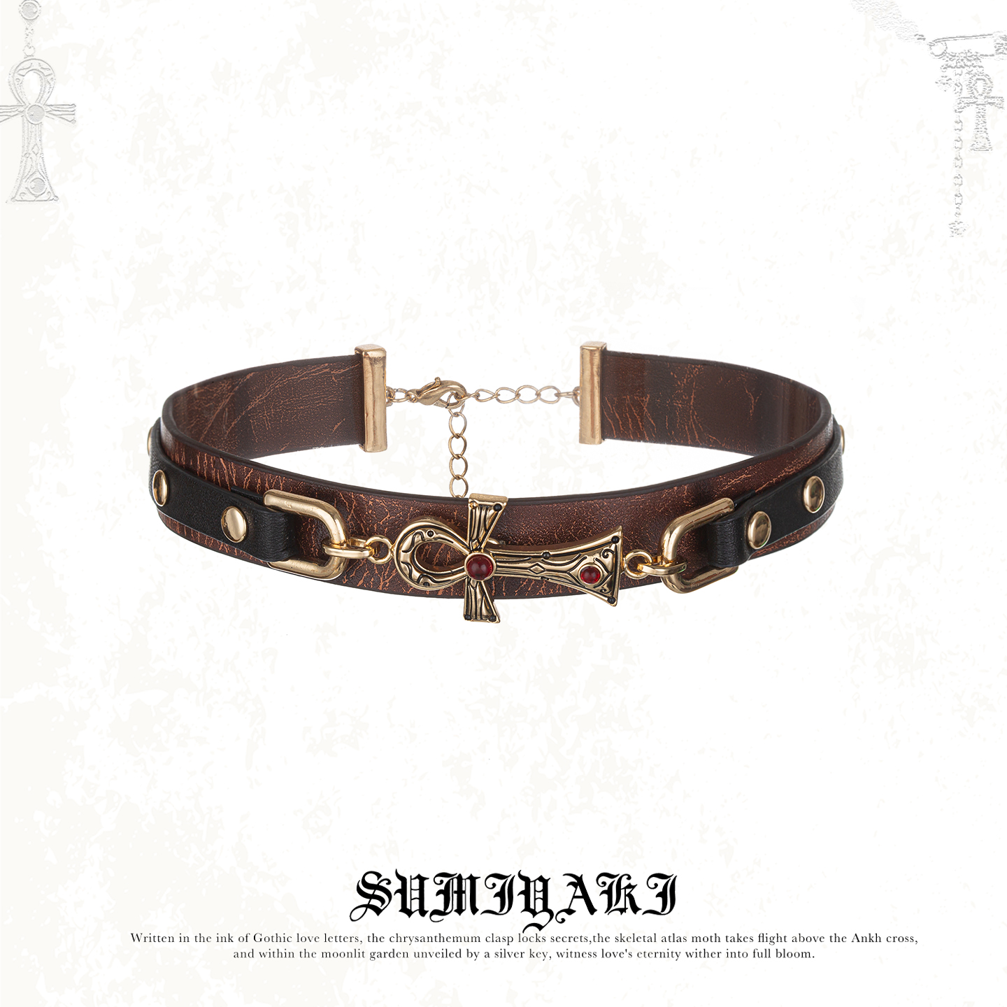 生命之匙十字架皮革项链choker