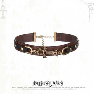 生命之匙系列安卡十字架皮革项链甜酷辣妹choker SUMIYAKI