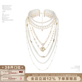 多层珍珠爱心项链轻奢高级叠戴锁骨链 年会闭眼入 明星同款