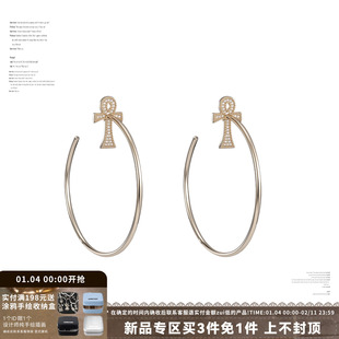 SUMIYAKI 满钻安卡十字架耳环 显瘦显脸小 大耳圈女