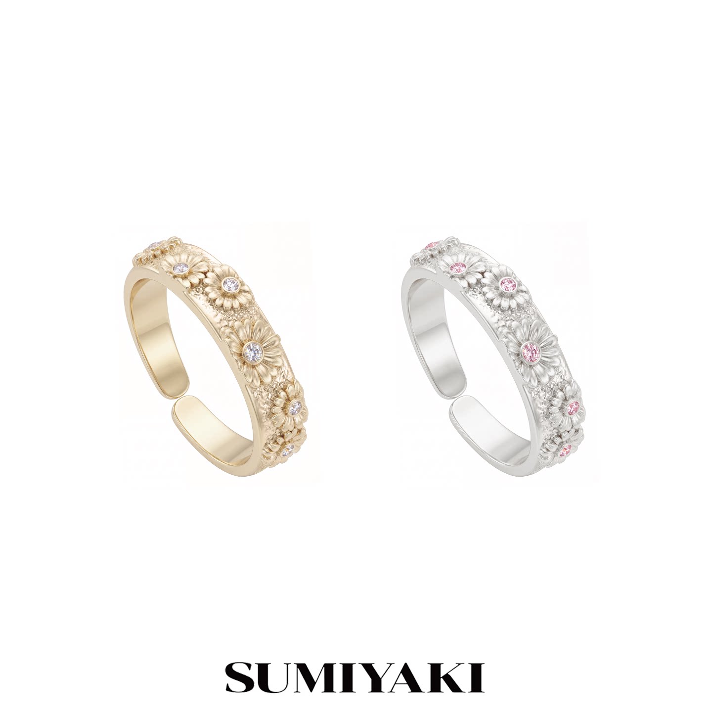 SUMIYAKI 繁花系列原创新款戒指女小雏菊指环情侣对戒开口设计图片