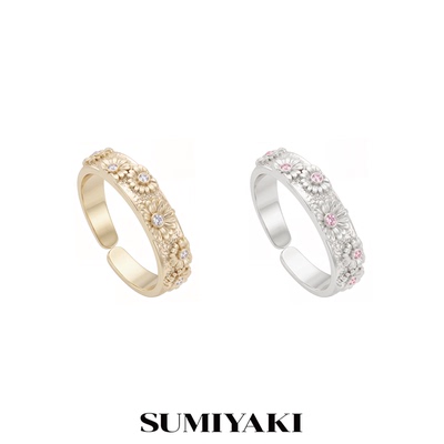 SUMIYAKI 繁花系列原创新款戒指女小雏菊指环情侣对戒开口设计