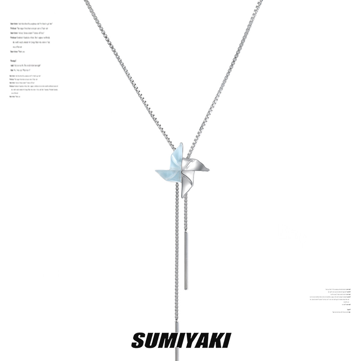SUMIYAKI 果冻感旋转风车抽拉调节项链甜酷通勤锁骨链甜酷吊坠