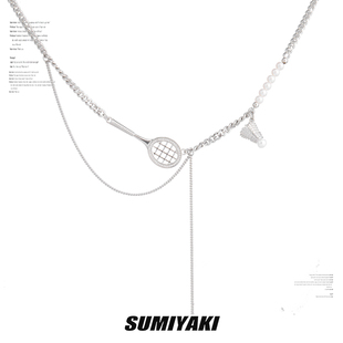 运动羽毛球珍珠项链高级轻奢通勤锁骨链 SUMIYAKI