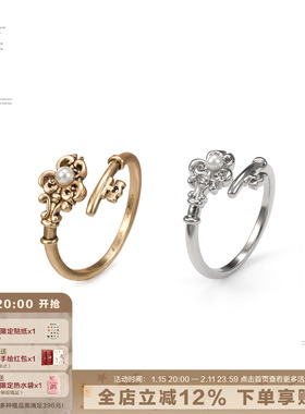 爱锁芯钥匙轻奢复古戒指组合女
