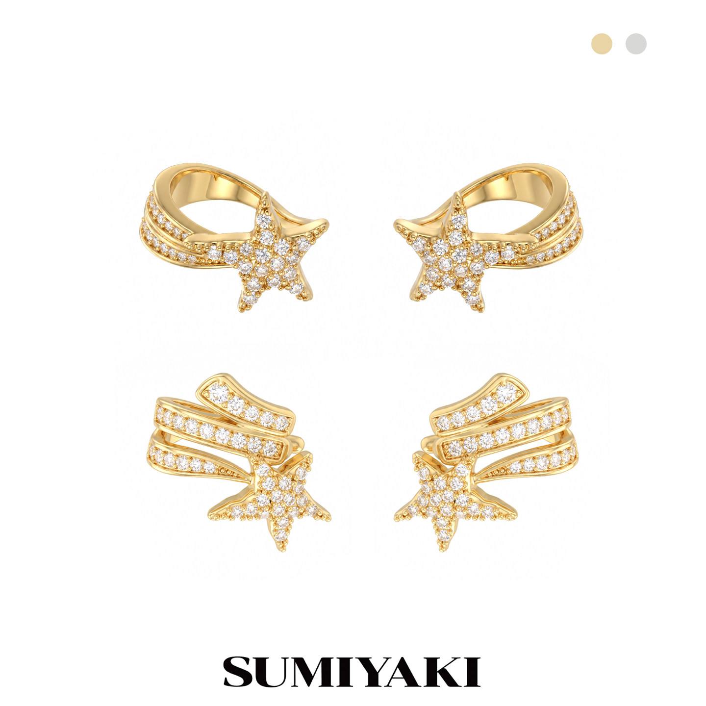 SUMIYAKI流星系列轻奢气质爆闪满钻耳夹原创设计独特耳环好看耳饰