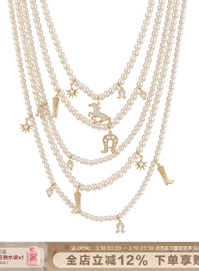马蹄系列多层项链复古叠戴锁骨链