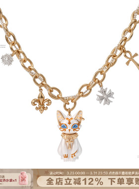 埃及法老猫项链安卡十字架锁骨链