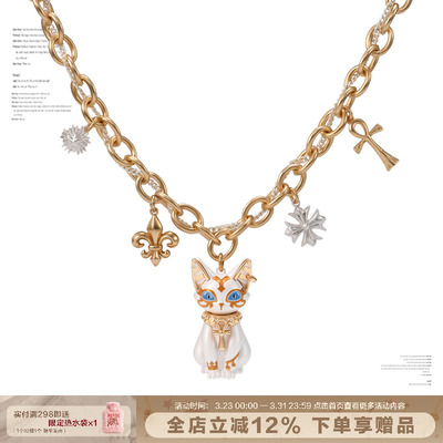 埃及法老猫项链安卡十字架锁骨链
