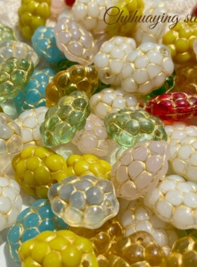 复古国产琉璃捷克珠描金葡萄莓果手机链串珠DIY手链饰品材料配件