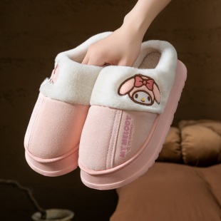 潮爆亲子HelloKitty猫棉拖鞋女士冬季新款毛绒防滑儿童棉鞋包头拖