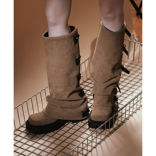 2025新品「戈壁」牛皮堆堆裤管靴