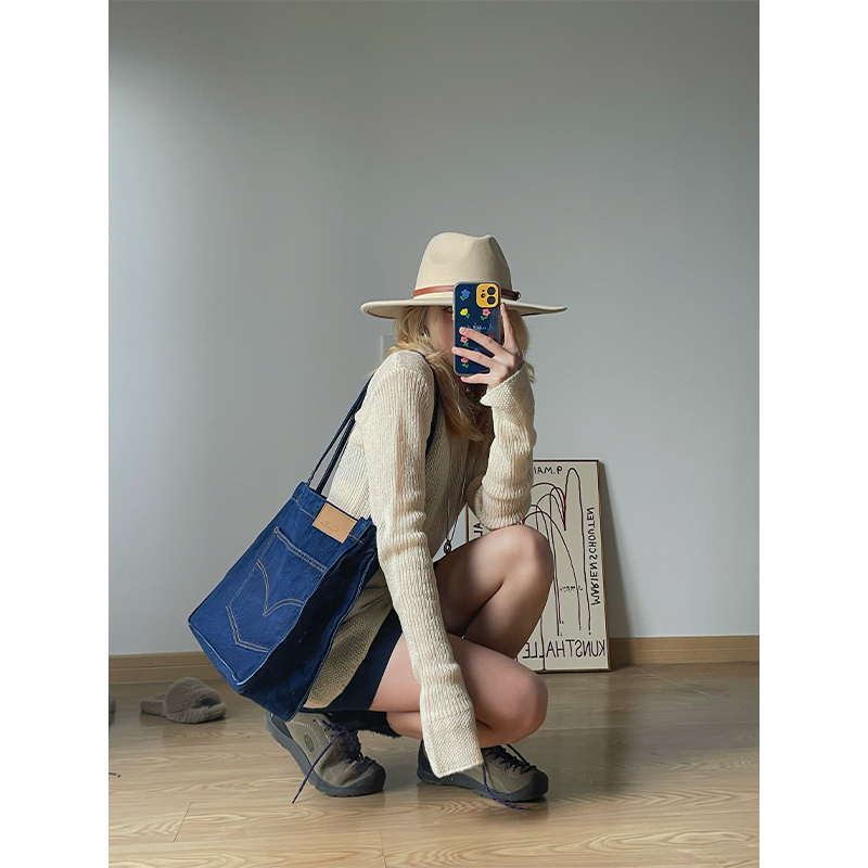 大容量牛仔包手提包帆布包大简约