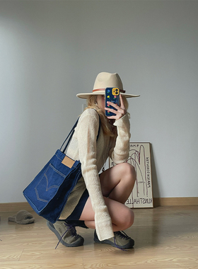 SpenPack//打工人人手一只的大容量牛仔包复古水洗百搭单肩包男女