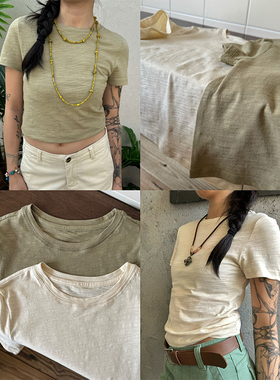 SpenPack//【百搭新色】得体松弛感竹节棉纹理圆领正肩纯棉短袖T