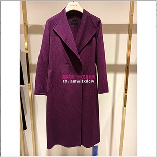 NAERSI娜尔思长款毛呢大衣正品冬新款绵羊毛外套NL00780T5原5990