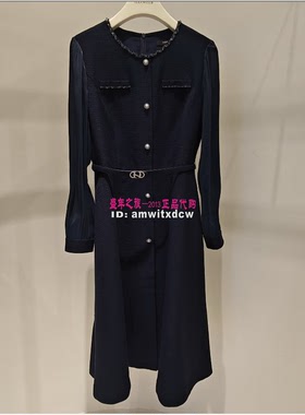 NAERSI娜尔思专柜正品2025秋新款连衣裙简约中裙NF10532Q7原4590