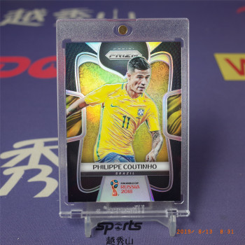 【越秀山卡价书】2018世界杯prizm巴西库蒂尼奥1/1编黑折base