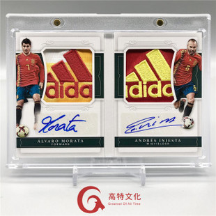 【越秀山卡价书】2018 Panini国宝 莫拉塔 伊涅斯塔双人小书签1/1