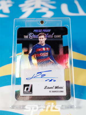 【越秀山卡价书】Donruss2016巴萨梅西16/25 异形切割签字