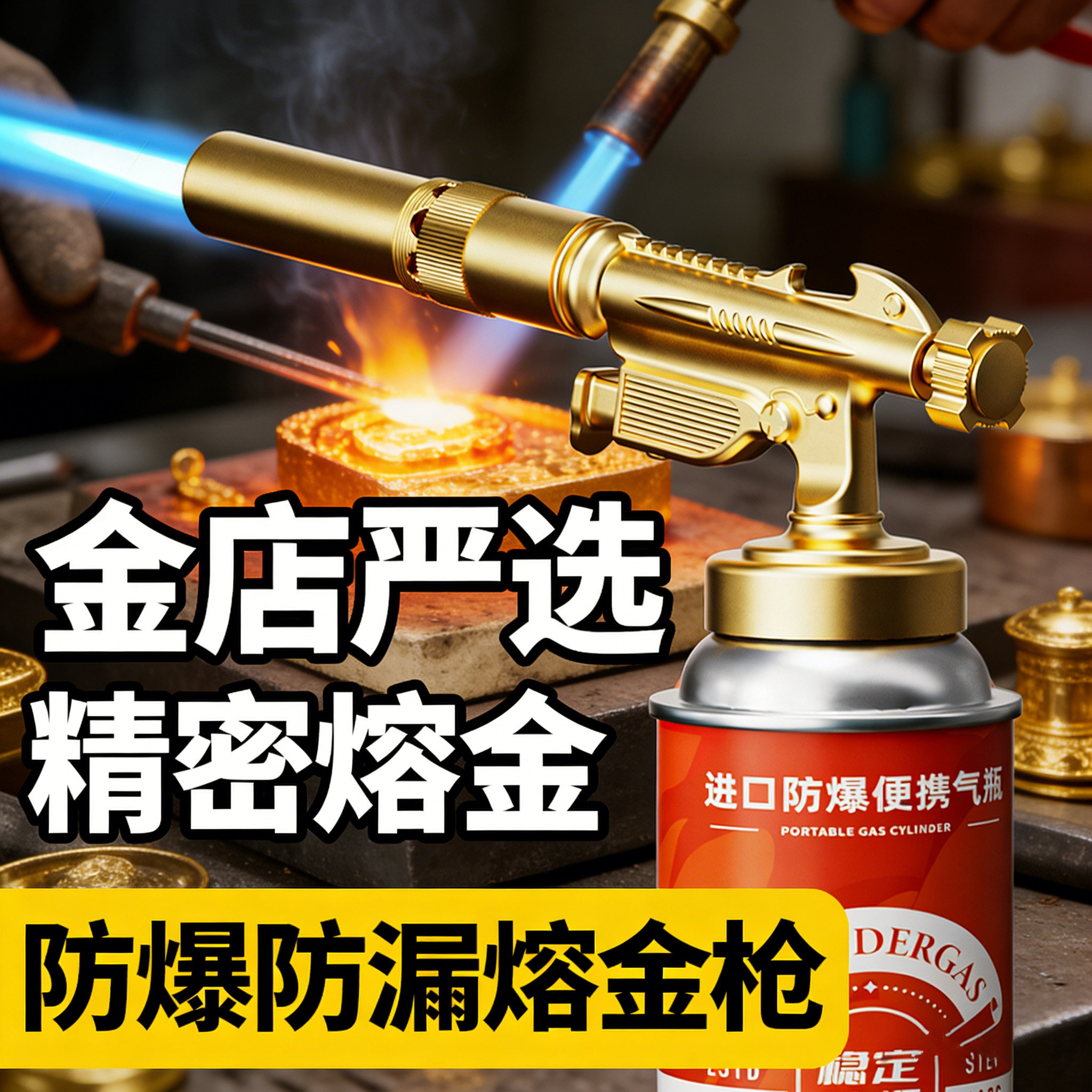 高温烧黄金熔金喷枪验金枪金银首饰加工焊接融金打金工具喷火枪头