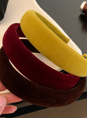 韩系经典黄色丝绒宽边发箍女高颅顶外出百搭头箍洗脸发卡简约头饰