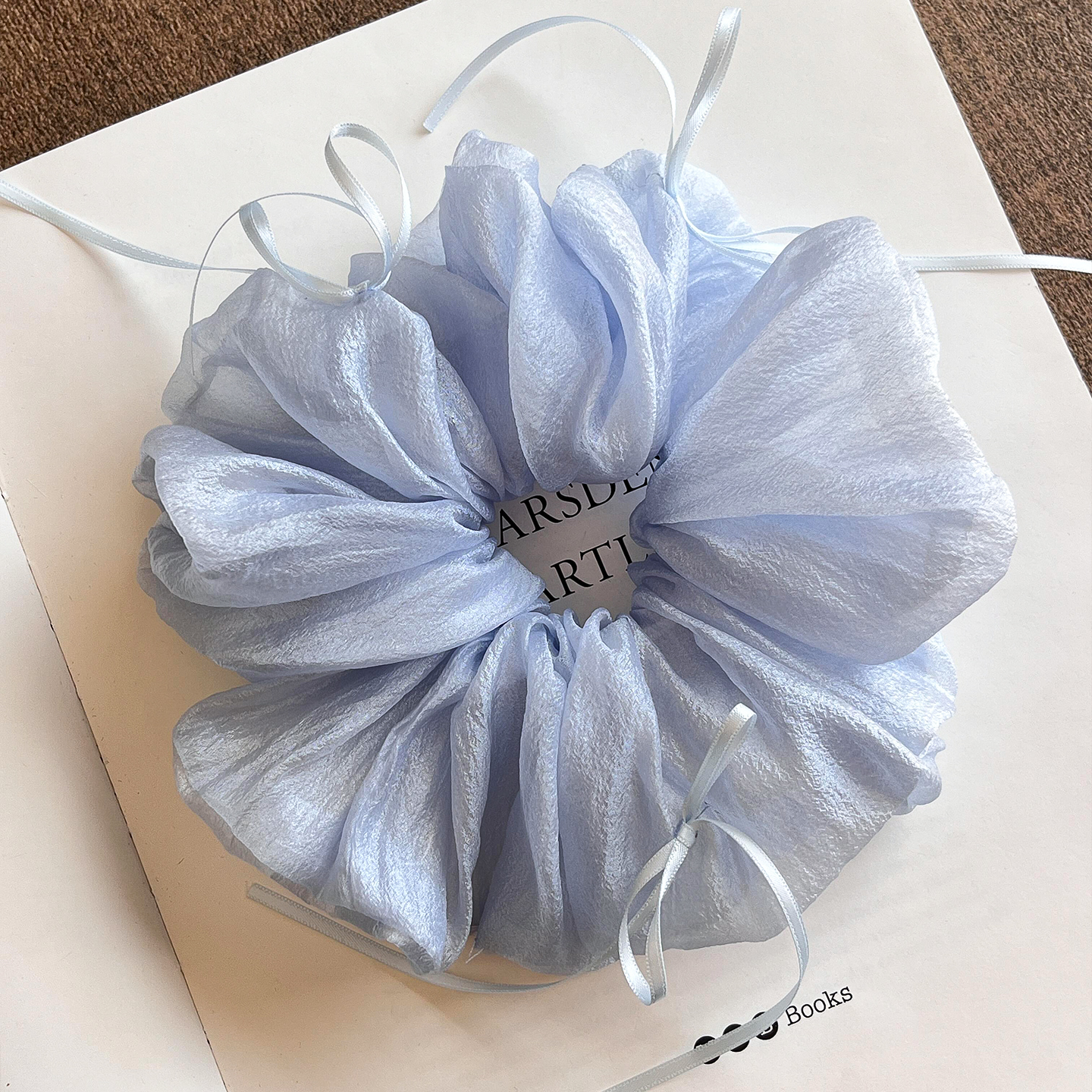 韩系芭蕾风蓝色蝴蝶结大肠发圈