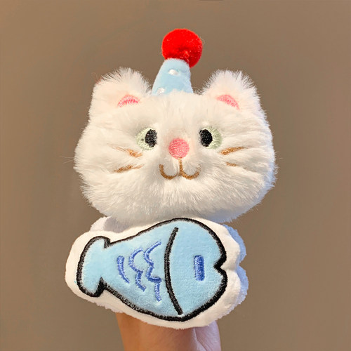 可爱猫咪小鱼毛绒洗脸手腕带女