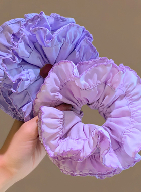 韩系紫色蕾丝大肠发圈女复古高级感扎头发头绳超大丸子头皮筋头饰