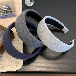 韩系简约灰色针织宽边发箍女高颅顶洗脸化妆头箍外出百搭发卡头饰