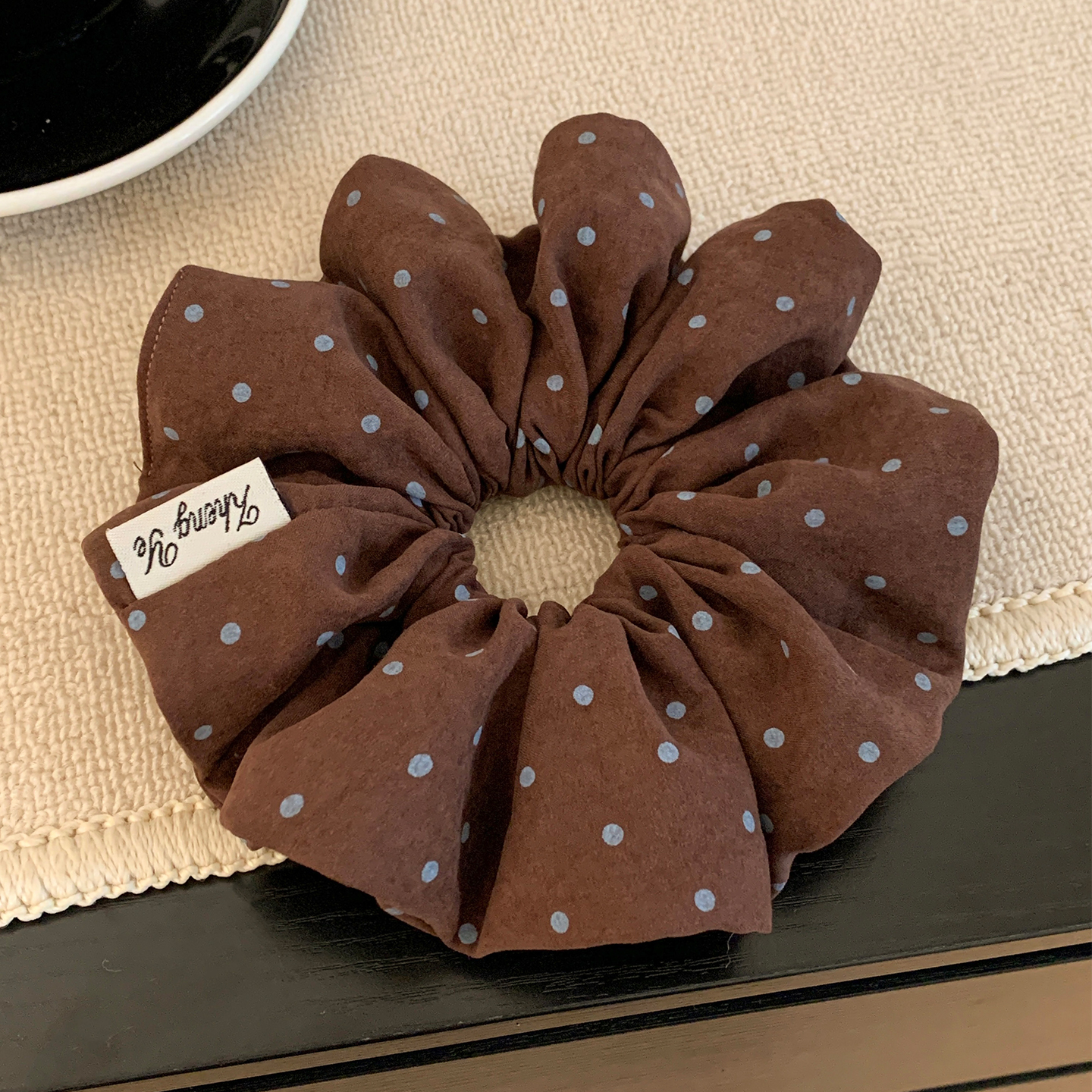 秋冬复古咖啡色波点大肠发圈超大