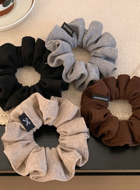 韩系复古灰色针织大肠发圈女高级感扎头发头绳皮筋秋冬气质头饰