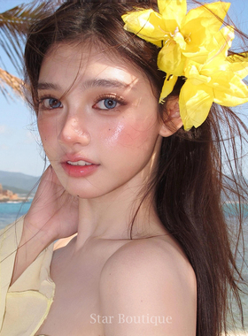 氛围感超仙黄色仿真花朵发夹女夏日海边度假侧边拍照道具头花头饰