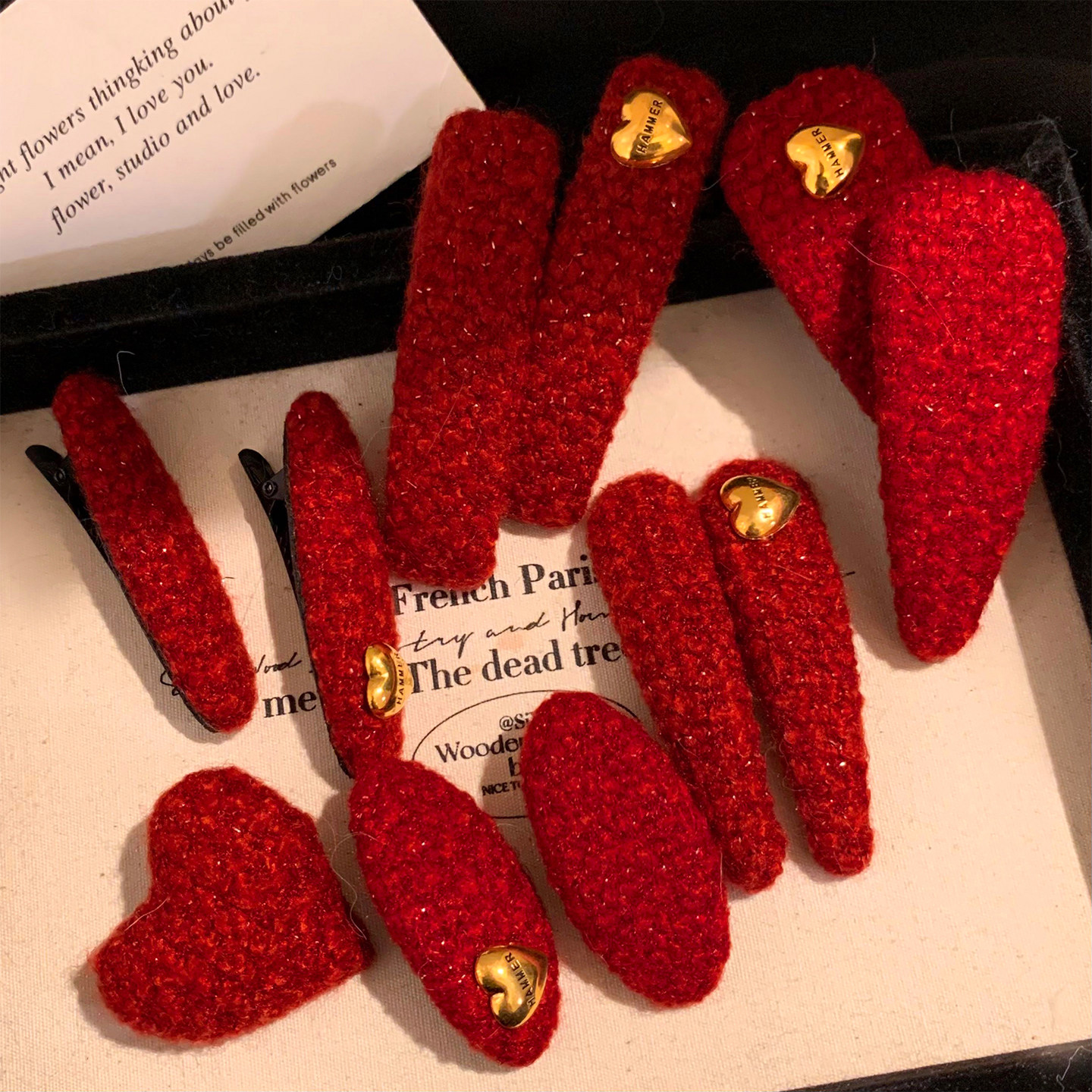 圣诞新年红色爱心毛线针织侧边发夹女前额刘海夹子发卡鸭嘴夹头饰,饰品/流行首饰/时尚饰品新,发饰,淘宝优惠券,粉丝福利购,淘宝优惠卷