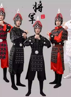 古装盔甲将军花木兰岳飞演出服成人侍卫满江红朗诵儿童古代士兵服