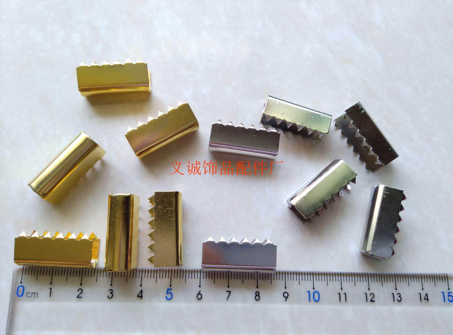 绳夹马仔扣，2.5CM长大齿扣，包绳扣饰品配件，马口夹有各种尺寸