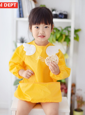 日本制Angel DEPT反穿衣吃饭衣天使小狗罩衣围兜围嘴防水速干透气